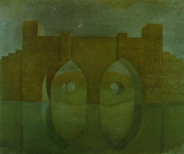 Untitled (Bridge with Reflections; sketch for a dual image picture, unfinished), 1980 - Salvador Dali