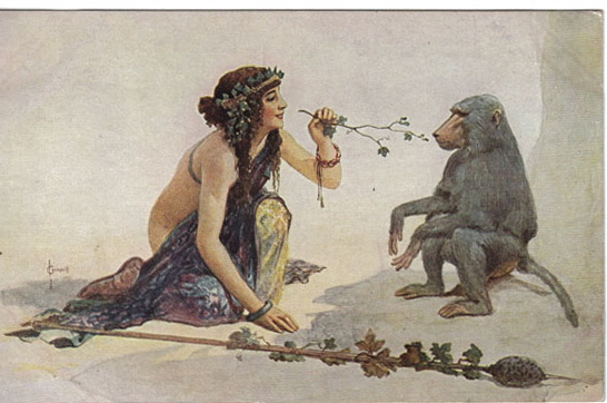 The girl with monkey - Sergueï Solomko