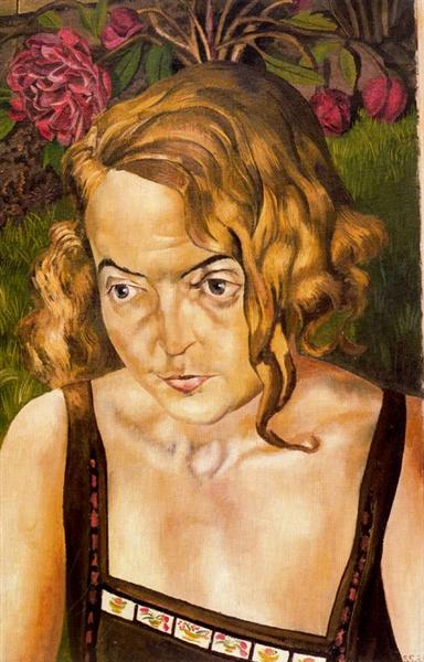 Portrait in garden - Stanley Spencer