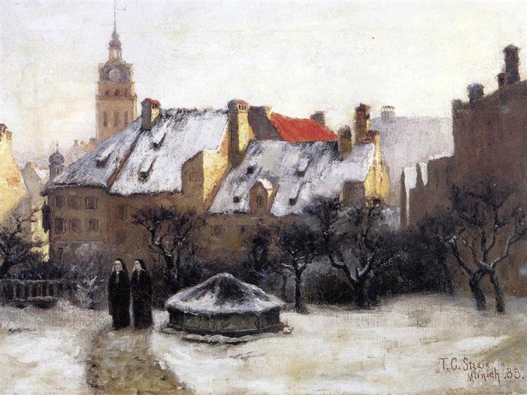 Winter Afternoon Old Munich, 1883 - Теодор Клемент Стил