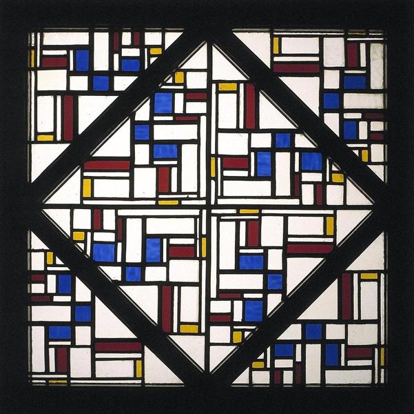 Composition with window with coloured glass III, 1917 - Тео ван Дусбург