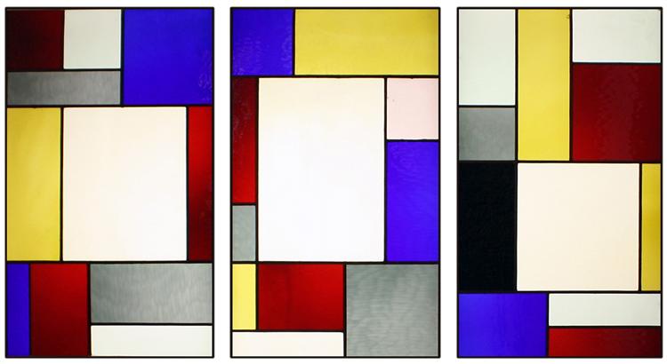 Tripartite stained glass window - Theo van Doesburg
