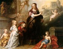 Portrait de Josina Copes-Schade van Westrum et ses enfants - c. 1651 - Theodoor van Thulden