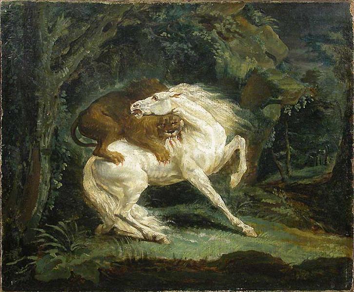 Horse attacked by a lion - Théodore Géricault