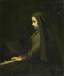 A Woman at the Piano - Théodule Ribot
