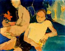 Two Men in an Interior - Theophilus Brown