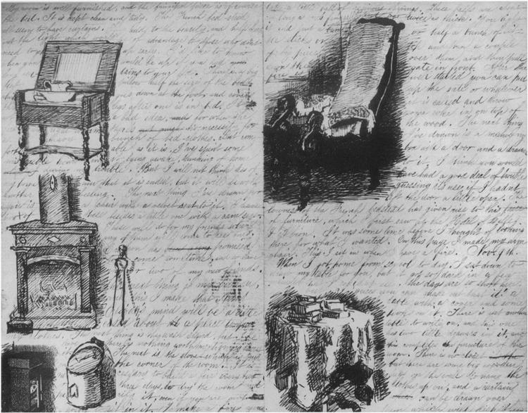 Illustrated letter written  to his family, 1866 - Thomas Eakins