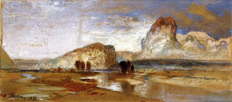 First Sketch Made in the West at Green River, Wyoming, 1871 - Томас Моран