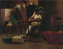 Woman Writing on a Table - Thomas Pollock Anshutz