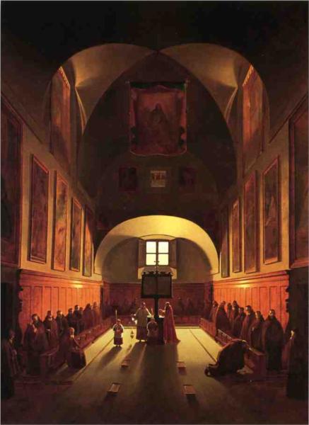 The Interior of the Capuchin Chapel In the Piazza Barberini (after Francois Marius Granet), 1821 - Томас Саллі