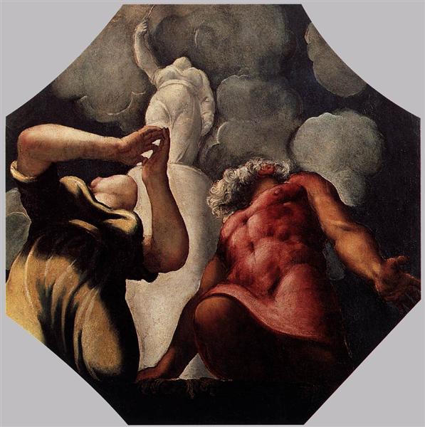 Deucalion and Pyrrha Praying before the Statue of the Goddess Themis, c.1542 - Tintoretto