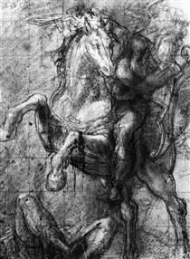 Cavalier over a fallen adversary - Titian