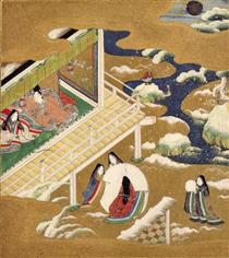 Illustration of the Genji Monogatari (Asagao, The Blue Bell) - 土佐光起
