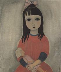 LIttle Girl with Doll - 藤田嗣治