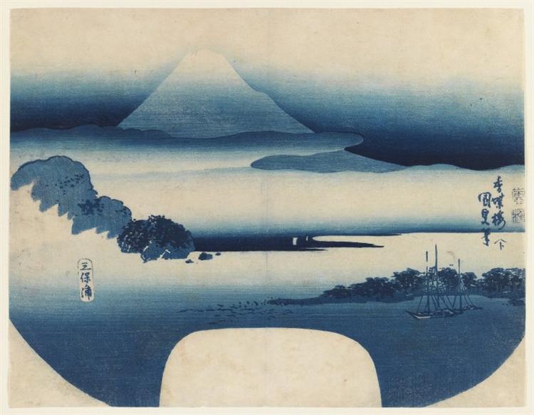 View of Fuji from Miho Bay, May, 1830 - Utagawa Kunisada