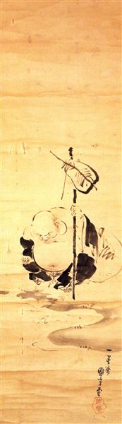 Hotei, one of the seven Gods of good fortune - Утагава Куниёси