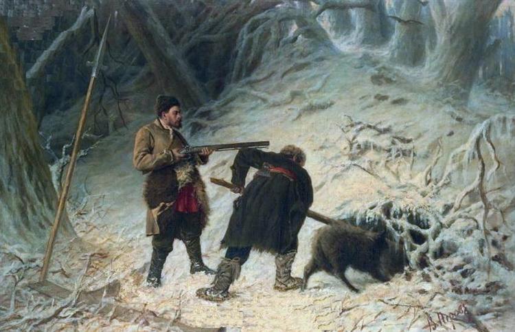 Hunting for wild boar - Василь Перов