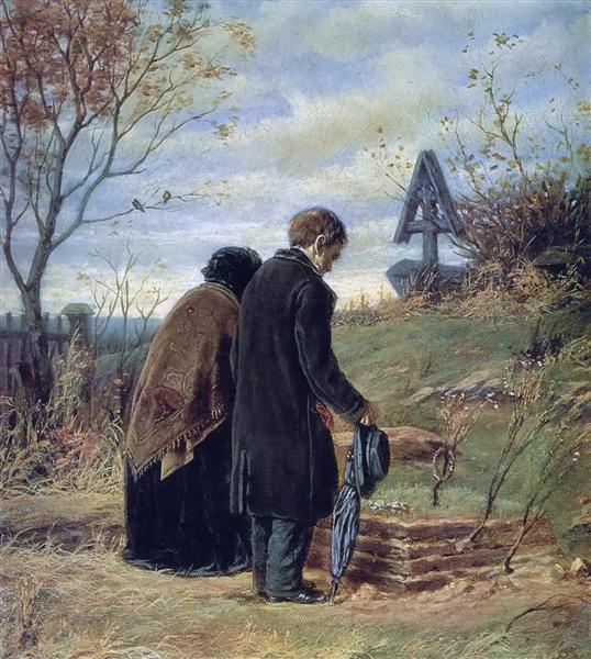 Старики-родители на могиле сына, 1874 - Василий Перов