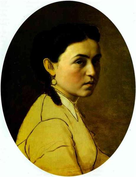 Portrait of Yelena Perova, n e Scheins, The Artist s First Wife, 1869 - Wassili Grigorjewitsch Perow