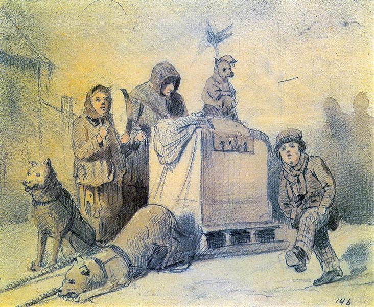 Уличные музыканты в Париже, 1863 - Василий Перов