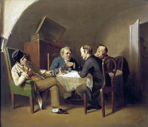 The conversation at the round table, 1866 - Wassili Grigorjewitsch Perow