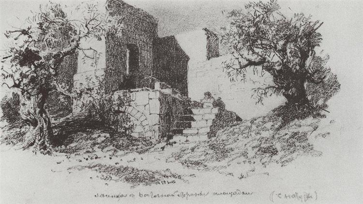 Иерусалим. Лесенка с восточной стороны площадки., c.1885 - Василий Поленов