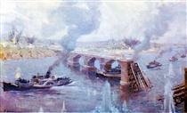 Breakthrough of the Dnepr military fleet at Loyev during the Polish-Soviet War on 4th July 1920 - Veniamin Kremer