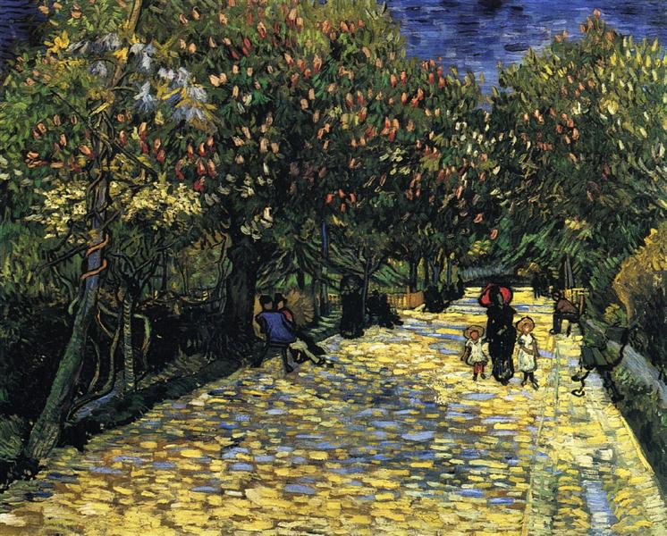 Avenue with Flowering Chestnut Trees at Arles, 1889 - 梵谷