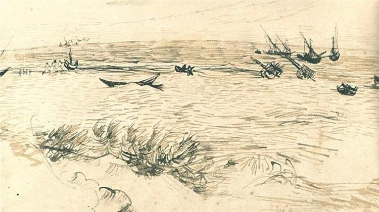 Beach, Sea, and Fishing Boats, 1888 - Винсент Ван Гог