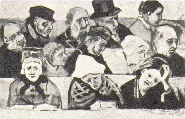 Church Pew with Worshippers, 1882 - Винсент Ван Гог