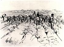 Селяни працюючі на землі - Вінсент Ван Гог