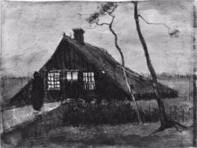 Farmhouse at Night, 1883 - 梵谷