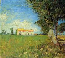 Farmhouse in a Wheat Field - Vincent van Gogh
