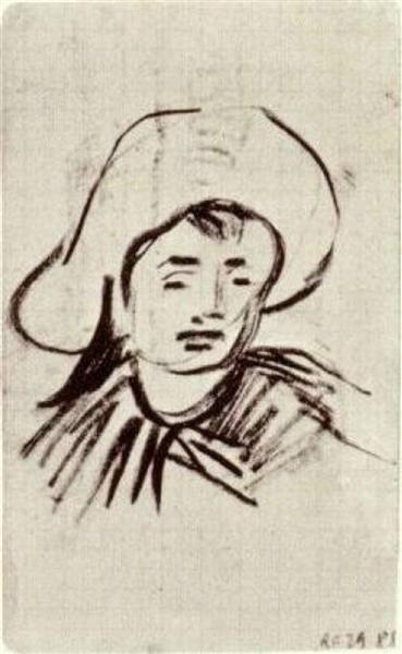 Head of a Boy with Broad-Brimmed Hat, 1890 - 梵谷