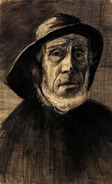 Head of a Fisherman with a Fringe of Beard and a Sou'wester, c.1883 - Vincent van Gogh