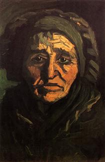 Head of a Peasant Woman with Greenish Lace Cap - Вінсент Ван Гог
