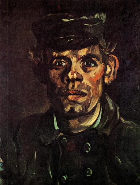 Head of a Young Peasant in a Peaked Cap, 1885 - 梵谷