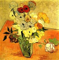 Japanese Vase with Roses and Anemones - Vincent van Gogh