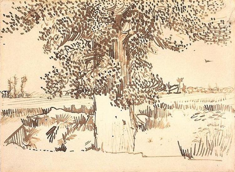Landscape with a Tree in the Foreground, 1888 - Вінсент Ван Гог