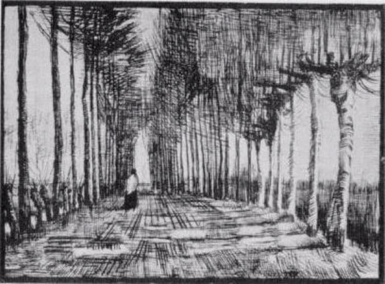 Lane with Trees and One Figure, 1884 - 梵谷