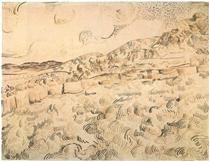 Mountain Landscape Seen across the Walls - Винсент Ван Гог