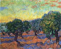 Olive Grove - Orange Sky - Vincent van Gogh