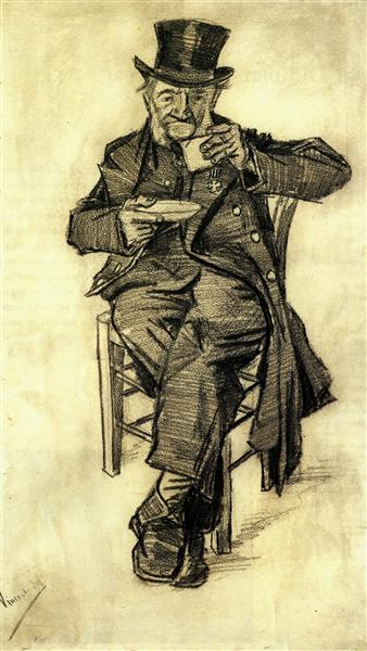 Orphan Man with Top Hat, Drinking Coffee, 1882 - Винсент Ван Гог