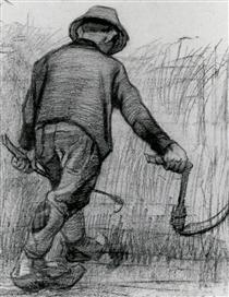 Peasant with Sickle, Seen from the Back - 梵谷