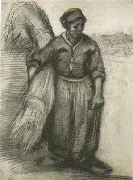 Peasant Woman, Carrying a Sheaf of Grain, 1885 - 梵高