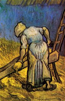 Peasant Woman Cutting Straw after Millet - Vincent van Gogh