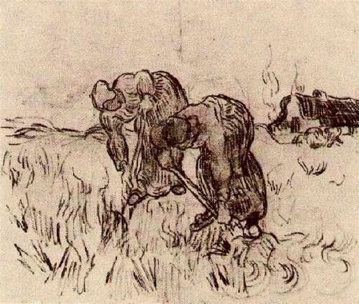 Peasant Woman Digging, 1890 - Винсент Ван Гог