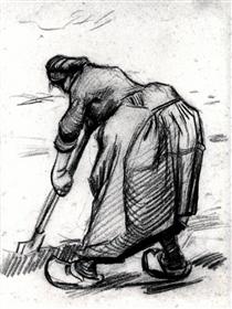 Peasant Woman, Digging, Seen from the Side - Винсент Ван Гог