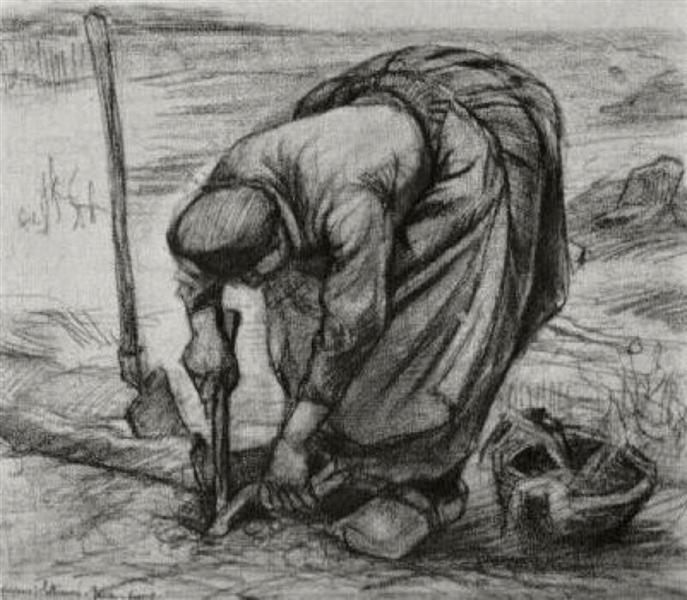 Peasant Woman, Planting Beets, 1885 - 梵谷