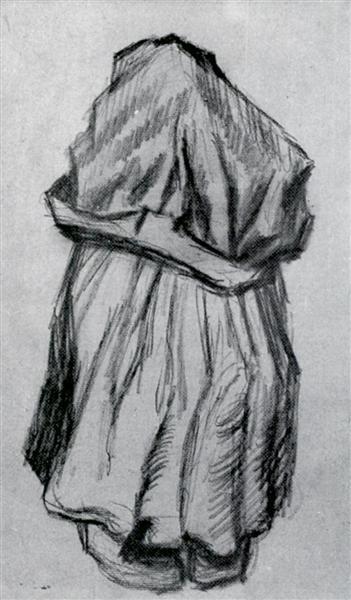 Peasant Woman with Shawl over her Head, Seen from the Back, 1885 - 梵谷